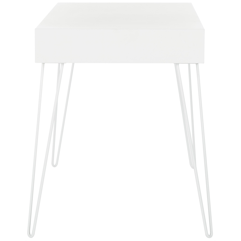 Pemberly Row Contemporary Wood and Iron Desk in White Finish