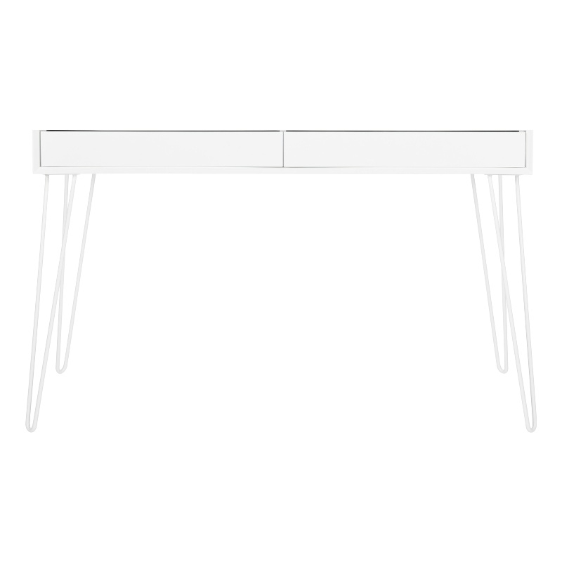 Pemberly Row Contemporary Wood and Iron Desk in White Finish