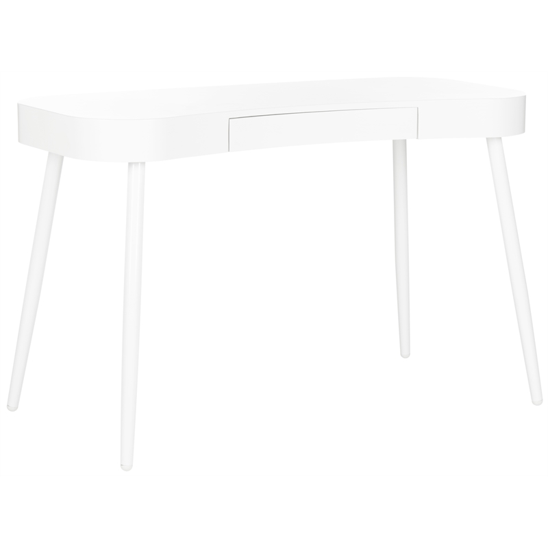 Pemberly Row Contemporary Wood and Iron Desk in White Finish