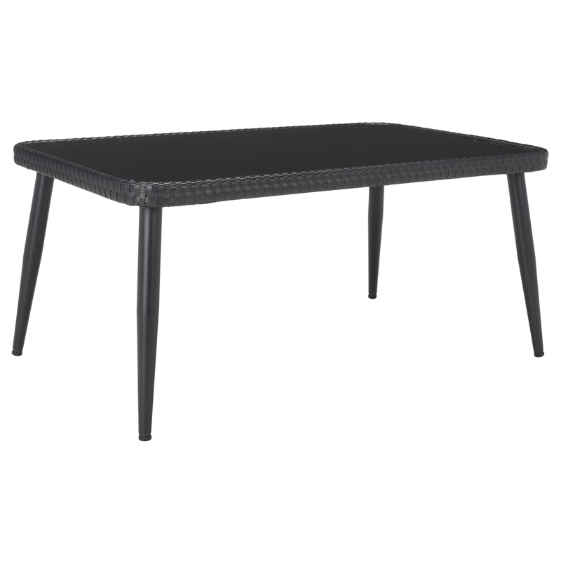 Pemberly Row Coastal Wood and Metal 4Pc Living Set in Black / Gray