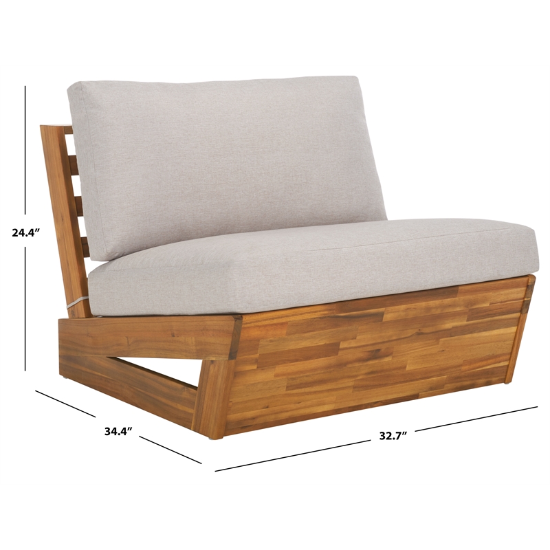 Pemberly Row Acacia Wood and Polyester Lounge Chairs Set of 2 in Natural / Gray