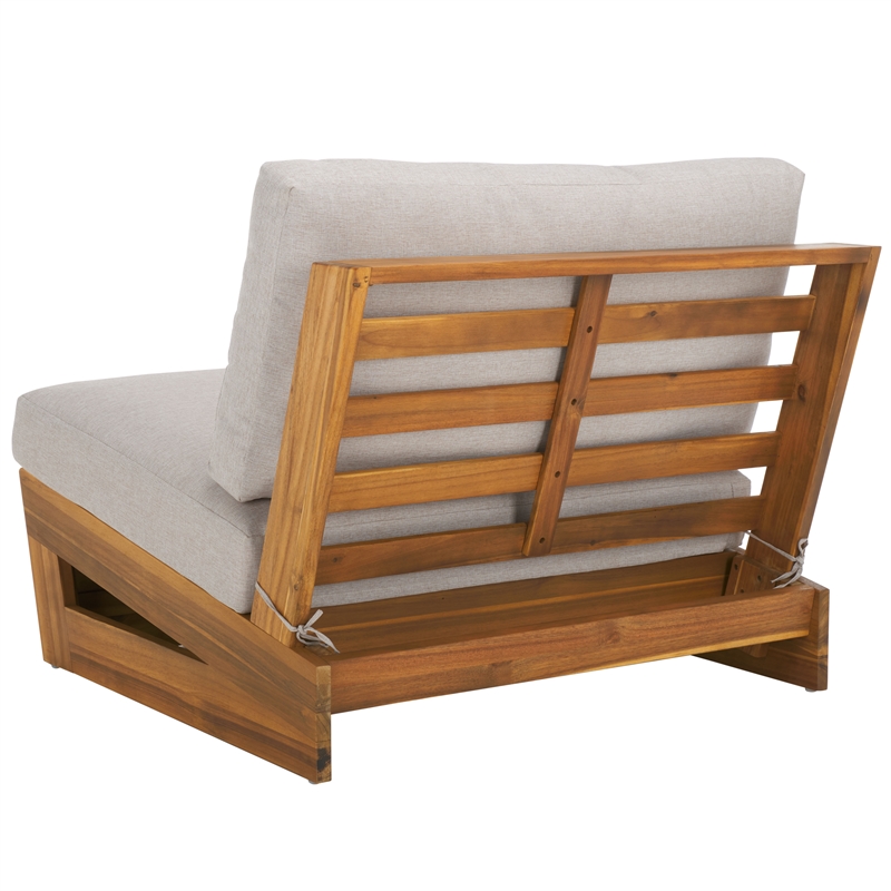 Pemberly Row Acacia Wood and Polyester Lounge Chairs Set of 2 in Natural / Gray