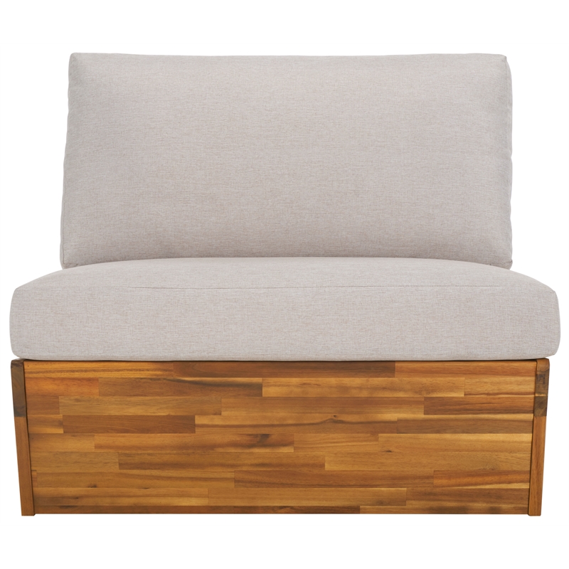 Pemberly Row Acacia Wood and Polyester Lounge Chairs Set of 2 in Natural / Gray