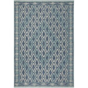 Pemberly Row 2'7&quot x 5' Versatile Accent Area Rug in Navy and Aqua