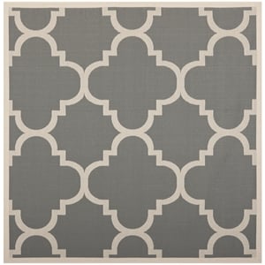 Pemberly Row Grey Indoor Outdoor Square 5'3&quot Rug for Any Room