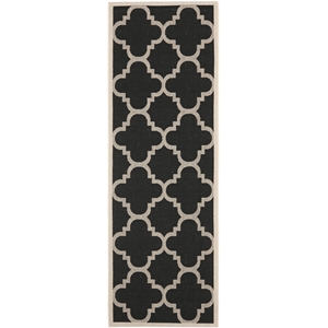 Pemberly Row Black Indoor Outdoor Runner Rug 2'3&quot x 8' for Any Space