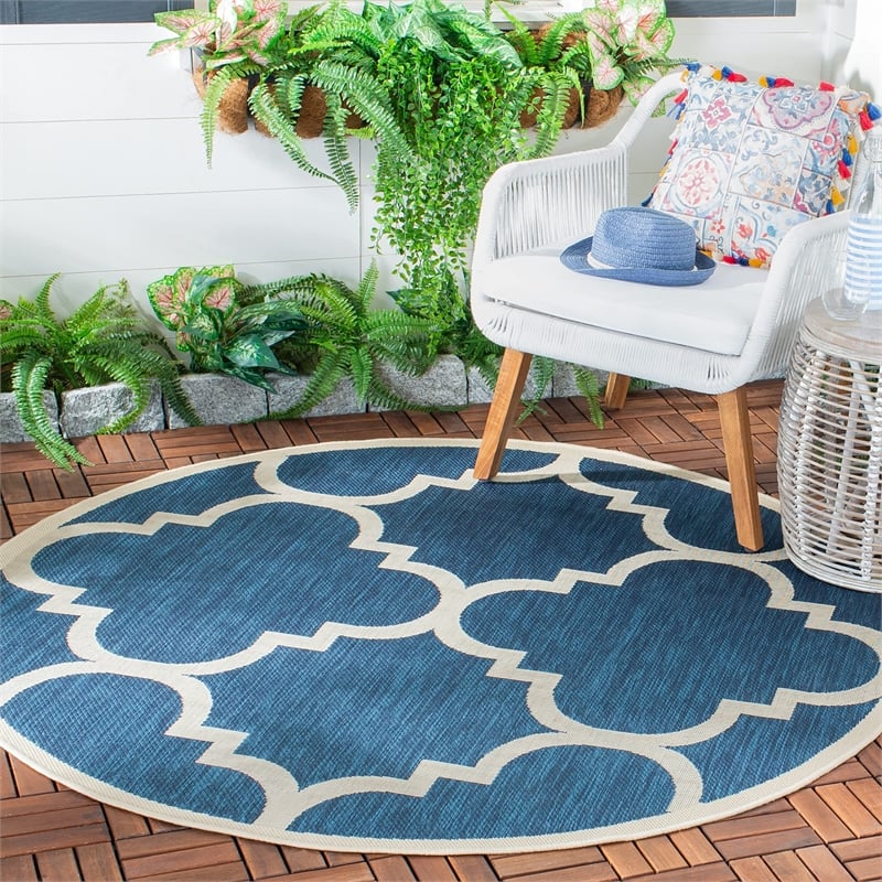 Pemberly Row Navy Indoor Outdoor Round 7'10