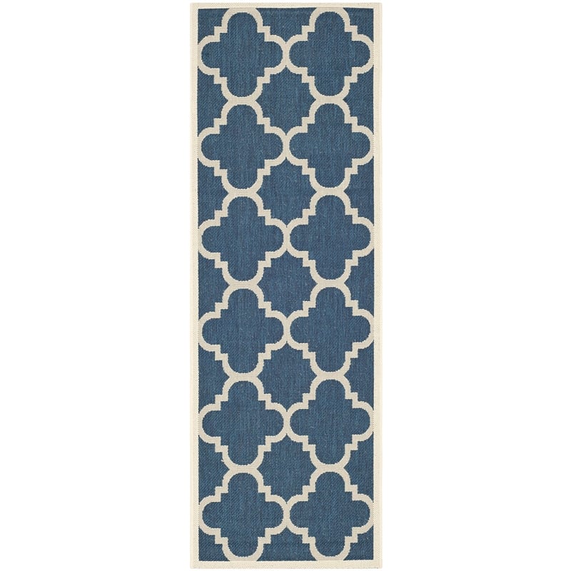 Pemberly Row Navy Indoor Outdoor Runner Rug 2'3
