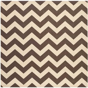 Pemberly Row Dark Brown Indoor Outdoor Square 6'7&quot Rug for Any Room