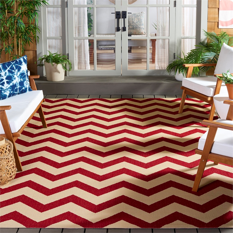 Pemberly Row Red Indoor Outdoor Area Rug 8' x 11' for Home Decor