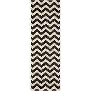 Pemberly Row Black Indoor Outdoor Runner Rug 2'3&quot x 8' for Home Decor