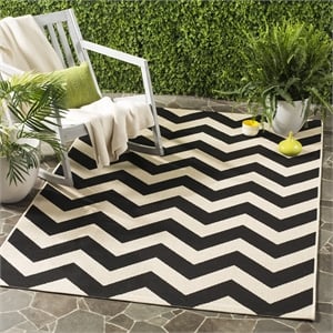 Pemberly Row Black Indoor Outdoor Square 4' Rug for Home Decor