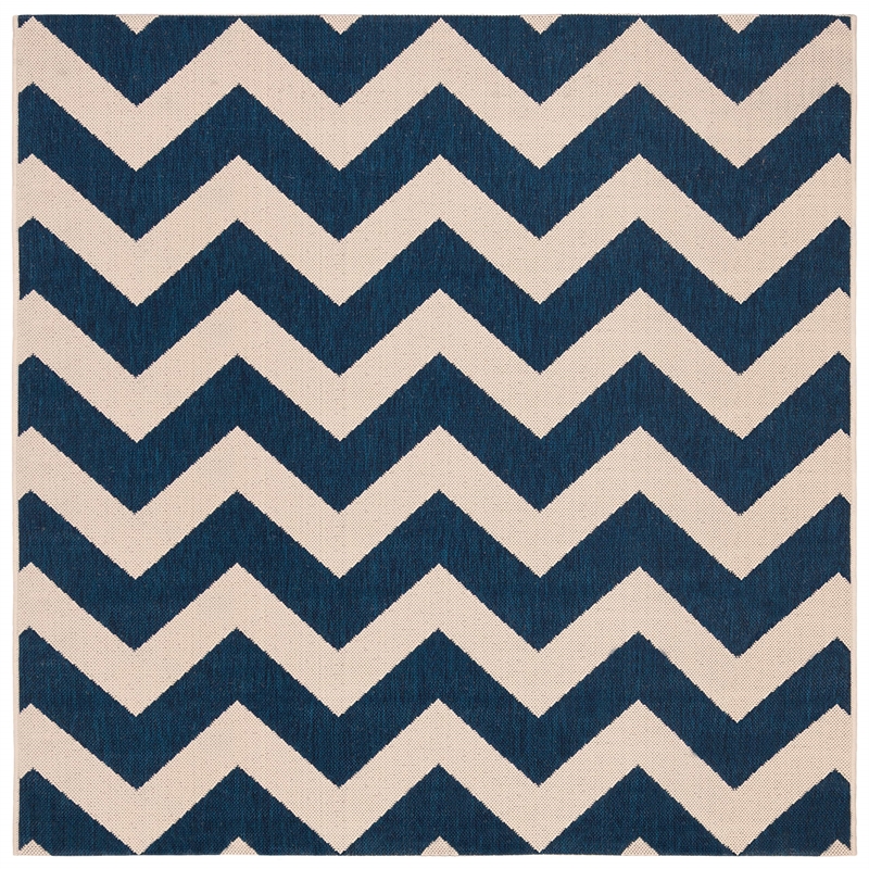 Pemberly Row Navy Indoor Outdoor Square 4' Rug for Any Space