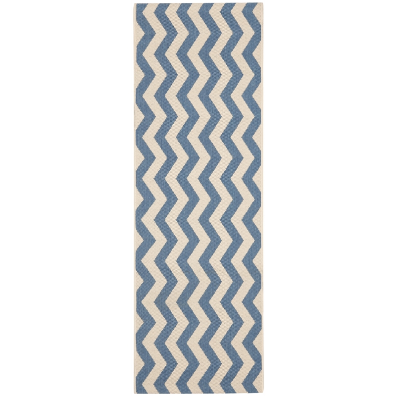 Pemberly Row Blue Indoor Outdoor Runner Rug 2'3