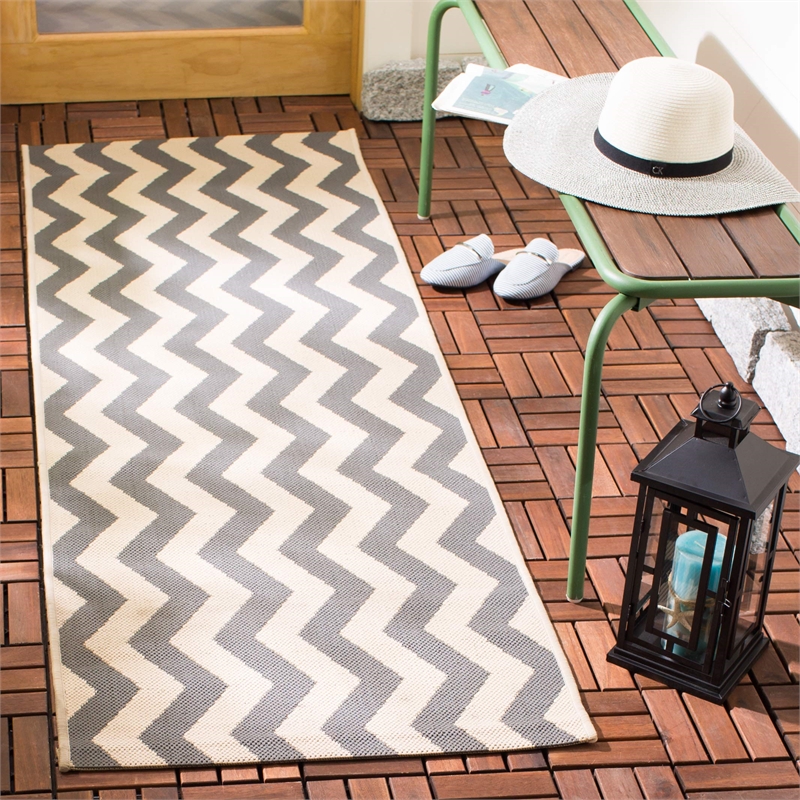 Pemberly Row Grey Indoor Outdoor Runner Rug 2'3