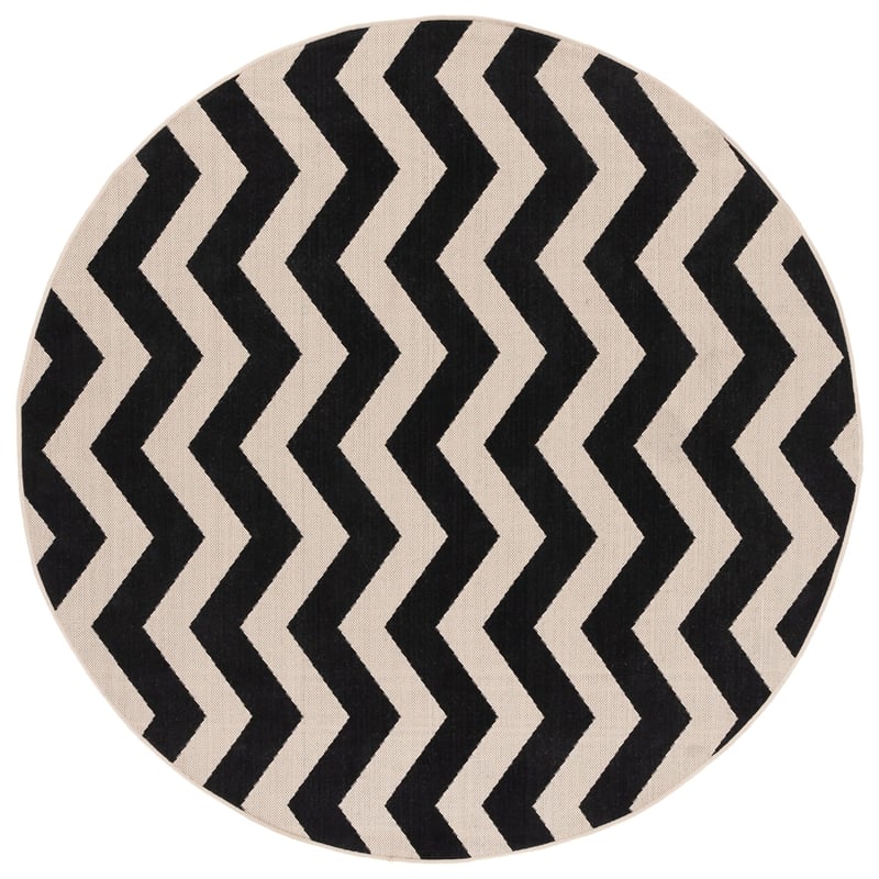 Pemberly Row Black Indoor Outdoor Round 4' Rug for Home Decor