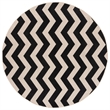 Pemberly Row Black Indoor Outdoor Round 4' Rug for Home Decor