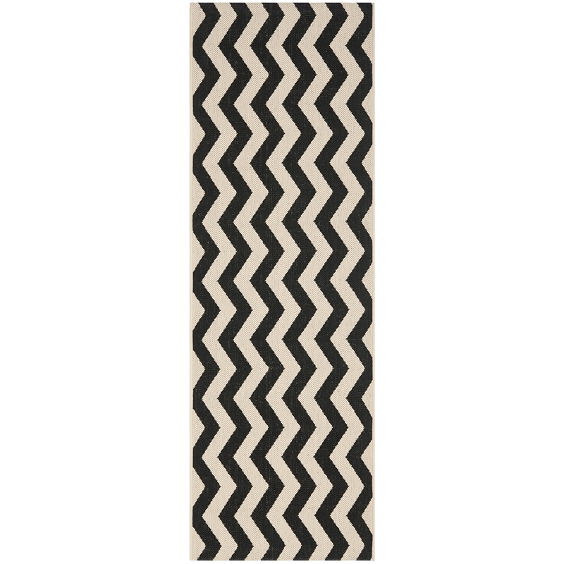 Pemberly Row Black Indoor Outdoor Runner Rug 2'3