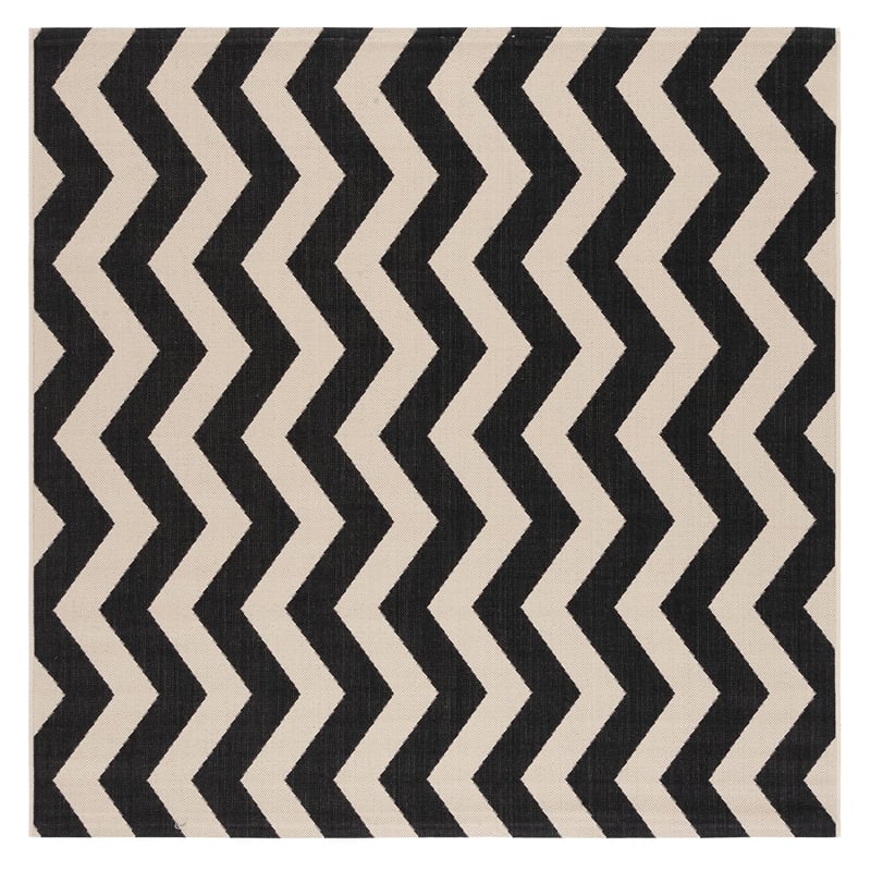 Pemberly Row Black Indoor Outdoor Square 8' Rug for Any Room