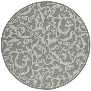 Pemberly Row Anthracite Indoor Outdoor Round 6'7&quot Rug for Home Decor