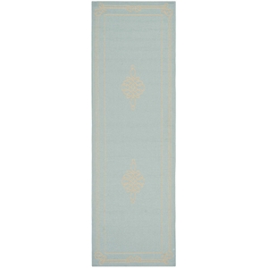 Pemberly Row Indoor Outdoor Runner Rug in Aqua - 2'7&quot x 8'2&quot