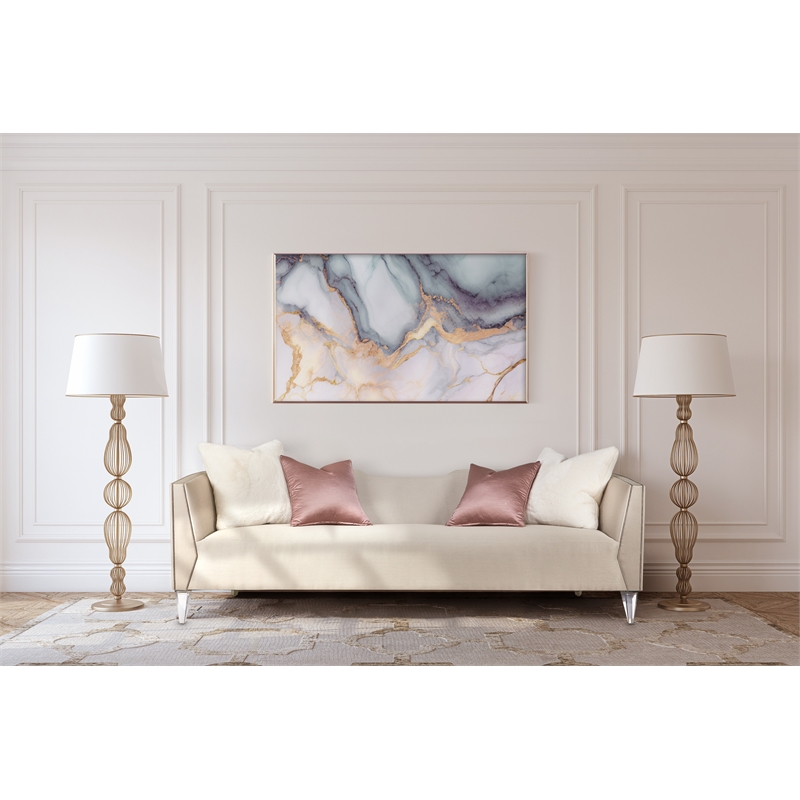 Pemberly Row Contemporary Linea Sofa in Metallic/Silver Mist
