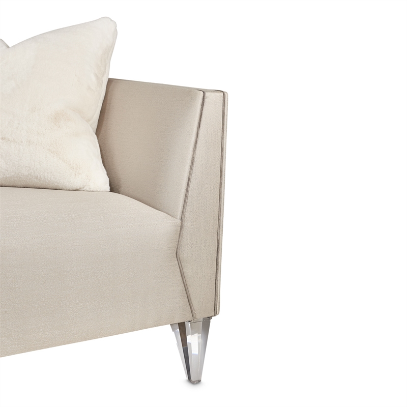 Pemberly Row Contemporary Linea Sofa in Metallic/Silver Mist