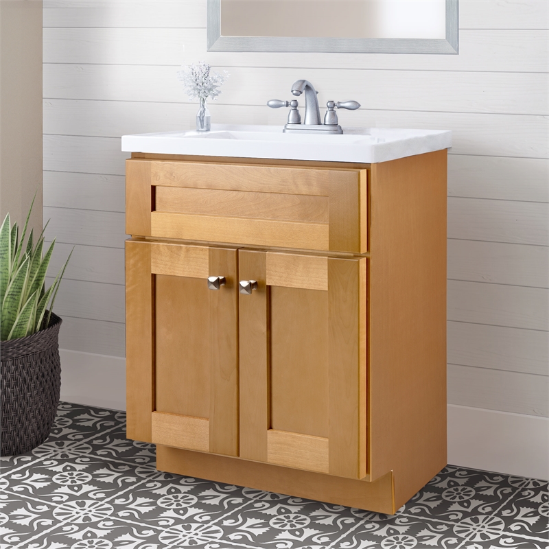Pemberly Row Contemporary Wood Vanity without Top-Birch 24