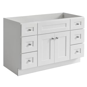 Pemberly Row 48&quot Bathroom Vanity Shaker Wood Fully Assembled in White