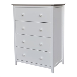 Pemberly Row Solid Wood Bedroom Dresser/Chest with 4 Drawers in White