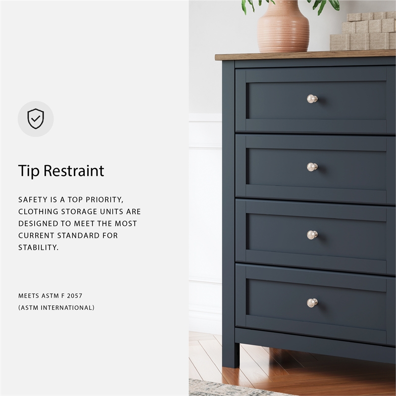 Pemberly Row Solid Wood 4-Drawers Bedroom Chest in Dark Slate Blue