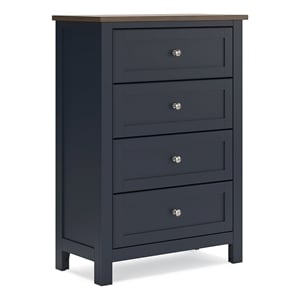 Pemberly Row Solid Wood 4-Drawers Bedroom Chest in Dark Slate Blue