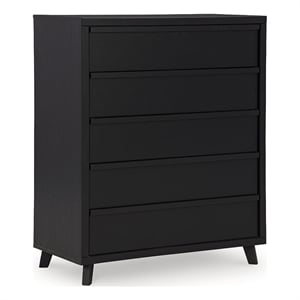 Pemberly Row Engineered Wood Contemporary Black Wide Chest of Drawers