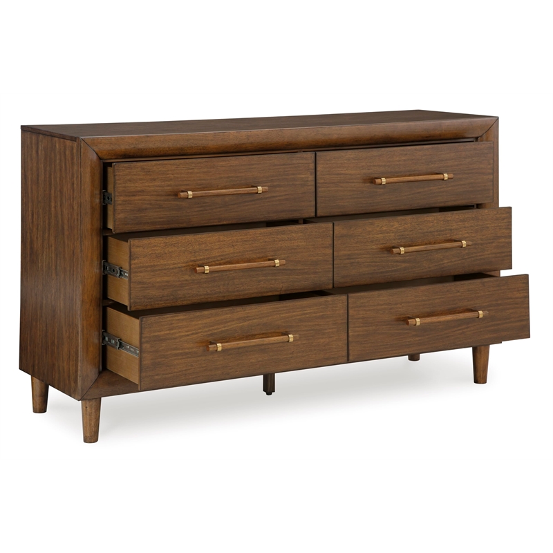 Pemberly Row Wooden Mid-Century Modern Brown Bedroom Dresser