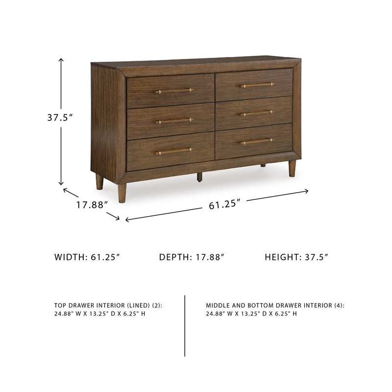 Pemberly Row Wooden Mid-Century Modern Brown Bedroom Dresser