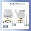 Pemberly Row Modern Office Chair Channel-Tufted Design White Velvet Fabric
