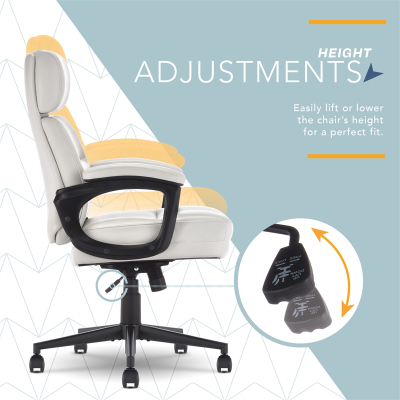 Pemberly Row Classic Executive Office Chair Bonded Leather in Light Gray