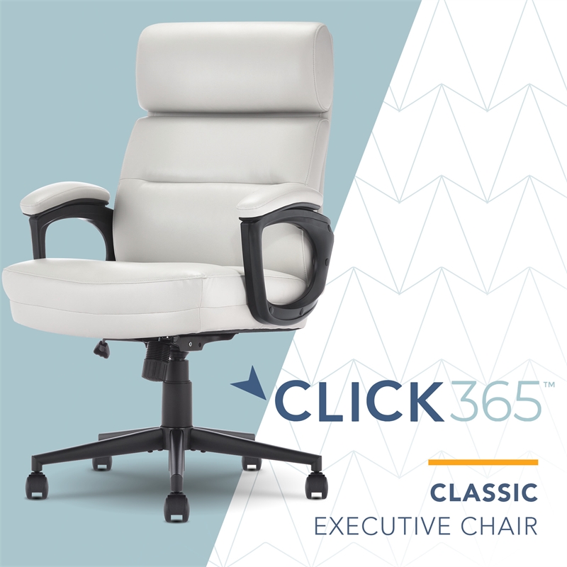 Pemberly Row Classic Executive Office Chair Bonded Leather in Light Gray