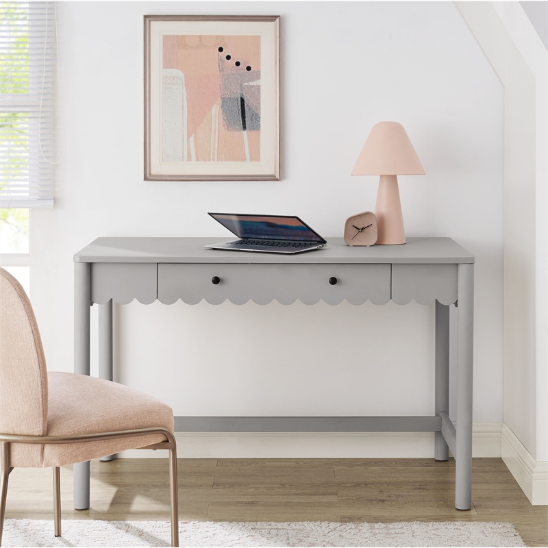 Pemberly Row Wooden Modern / Contemporary Writing Desk in Light Gray