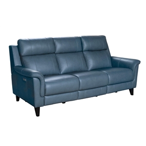 Pemberly Row Power Reclining Sofa with Power Head Rests in Masen Bluegray