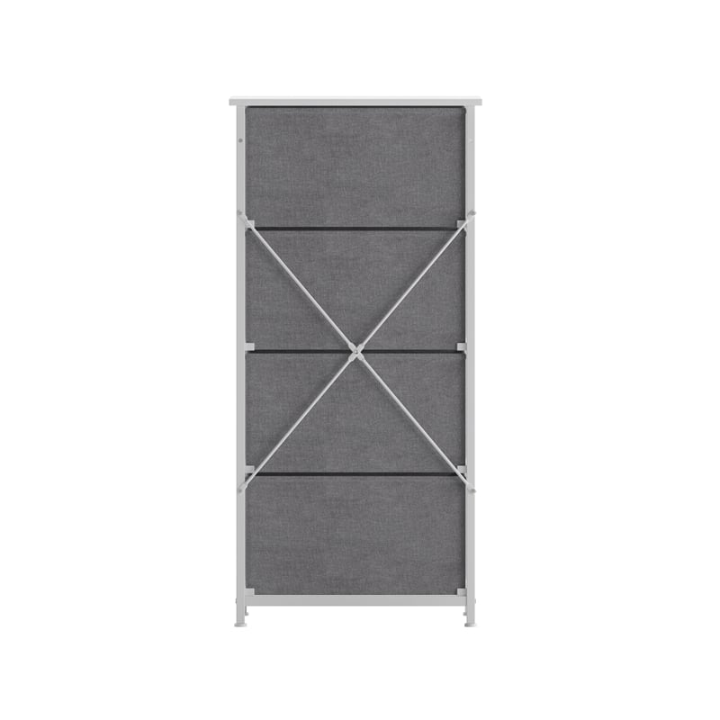 Pemberly Row Contemporary 4 Drawer Dresser in White Wood Top/Gray