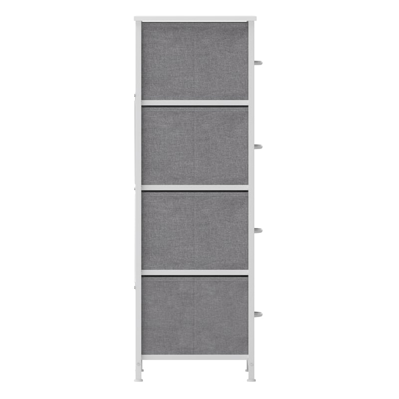 Pemberly Row Contemporary 4 Drawer Dresser in White Wood Top/Gray