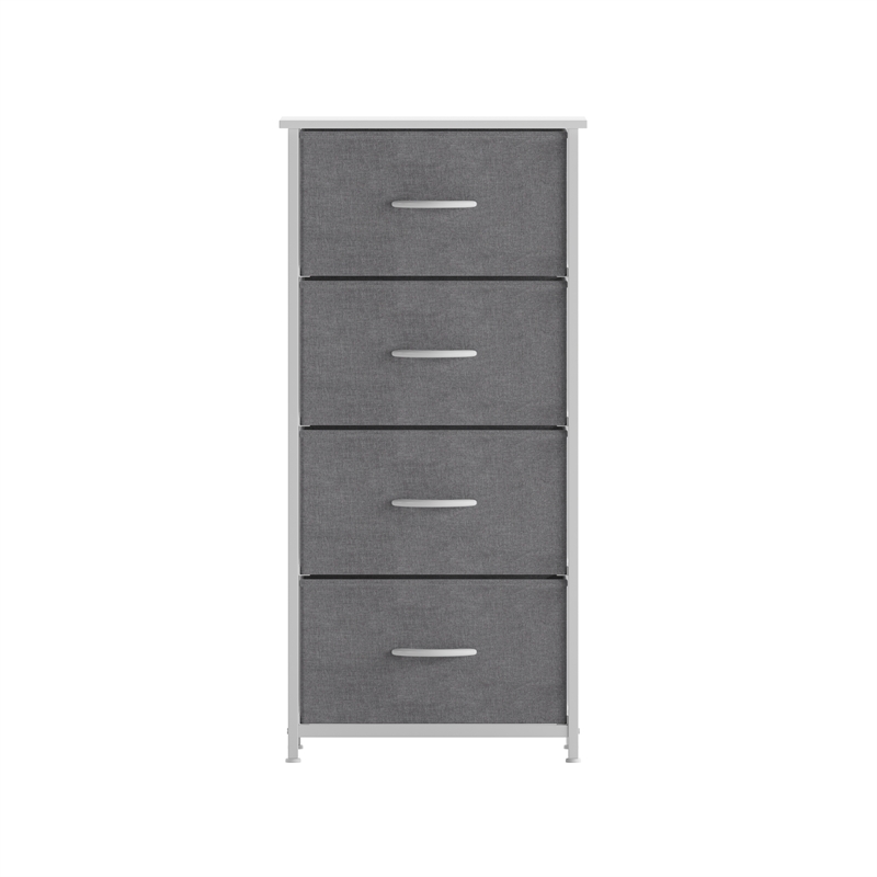 Pemberly Row Contemporary 4 Drawer Dresser in White Wood Top/Gray