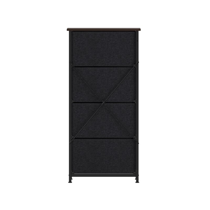 Pemberly Row 4 Drawer Dresser in Brown Wood Top/Black Iron Frame
