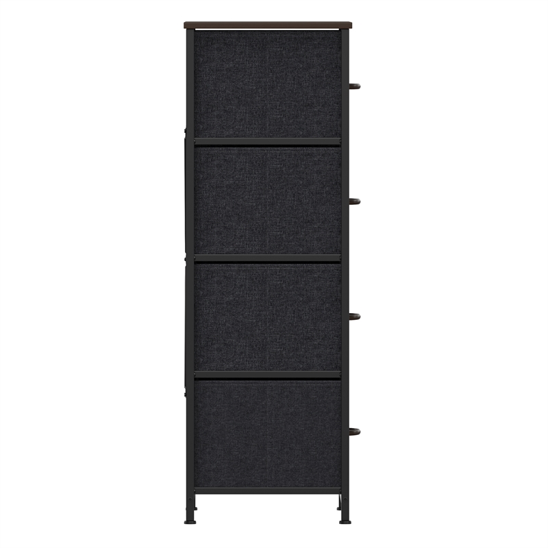 Pemberly Row 4 Drawer Dresser in Brown Wood Top/Black Iron Frame