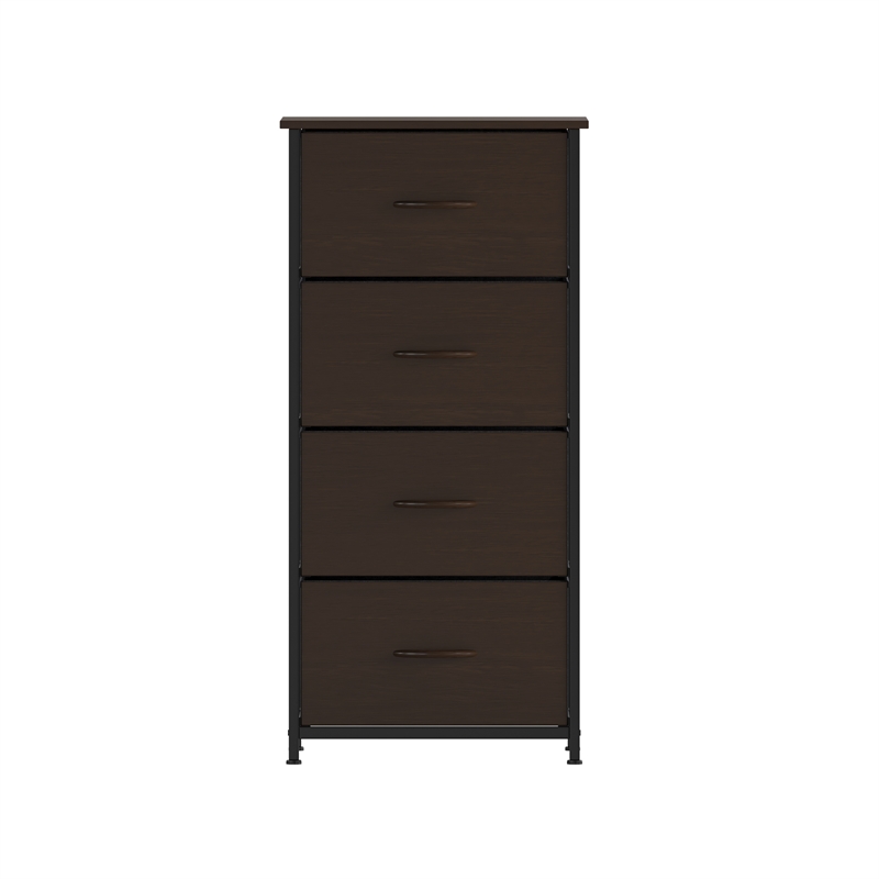 Pemberly Row 4 Drawer Dresser in Brown Wood Top/Black Iron Frame