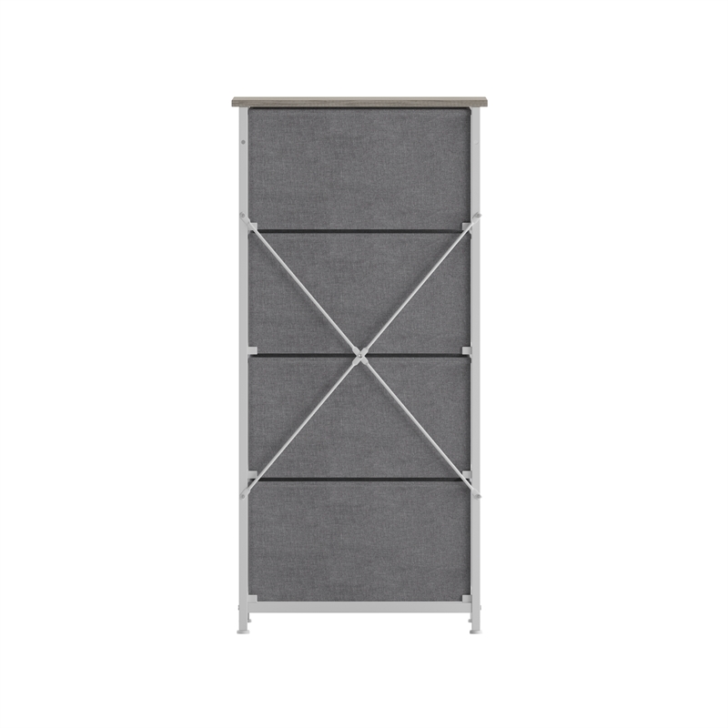 Pemberly Row 4 Drawer Dresser in Natural Wood Top/White Iron Frame