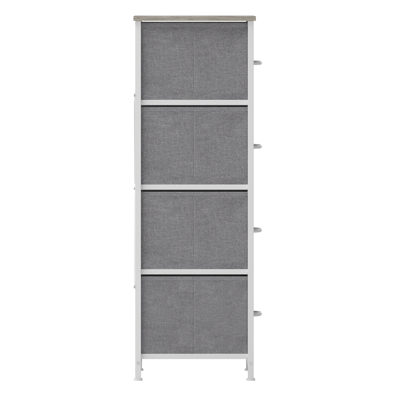 Pemberly Row 4 Drawer Dresser in Natural Wood Top/White Iron Frame