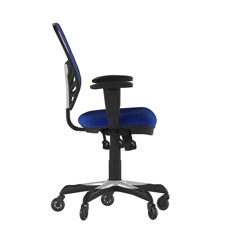Pemberly Row Mid-Back Ergonomic Multifunction Mesh Chair with Wheels in Blue