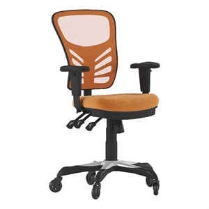 Pemberly Row Mid-Back Ergonomic Multifunction Mesh Chair with Wheels in Orange